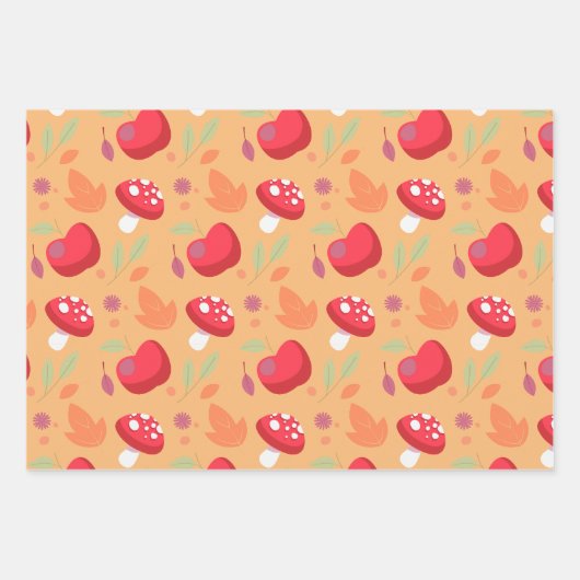 Niedliche Mushroom Wrapping Paper Sheets | Emma Geschenkpapier Set (Vorderseite)