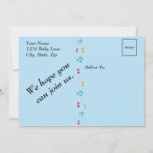 Niedliche Musical Animals Kinderdusche Einladung (Rückseite)