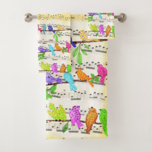 Niedliche Musical Birds Symphony - Happy Song  Badhandtuch Set