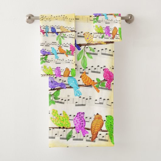 Niedliche Musical Birds Symphony - Happy Song Badhandtuch Set (Insitu)