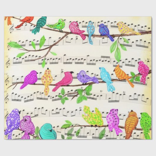Niedliche Musical Birds Symphony - Happy Song Geschenkpapier (Flach)