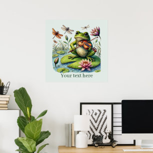 Niedliche Musik, die Frosch abspielt, anpassbar Poster