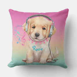 Niedliche Musik Lounge Golden Retriever Personalis Kissen