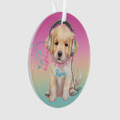 Niedliche Musik Lounge Golden Retriever Personalis Ornament (Vorderseite)