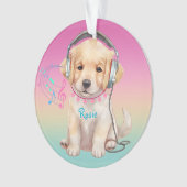 Niedliche Musik Lounge Golden Retriever Personalis Ornament (Vorderseite)