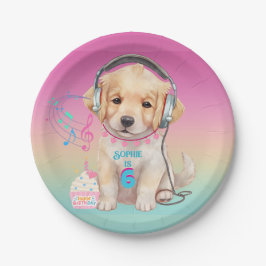 Niedliche Musik Lounge Golden Retriever Personalis Pappteller