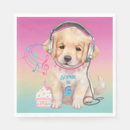 Niedliche Musik Lounge Golden Retriever Personalis Serviette