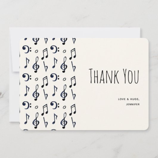 Niedliche musikalische Anmerkung Muster Vielen Dan Dankeskarte (Vorderseite)