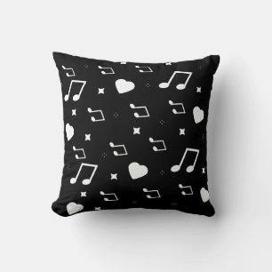 Niedliche musikalische Herzen und Stars Doodles Bl Kissen