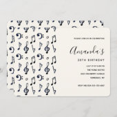 Niedliche musikalische Note Muster Geburtstag Einladung (Vorne/Hinten)