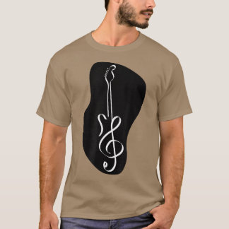 Niedliche Musiknote Gitarre geformt Schwarz und We T-Shirt