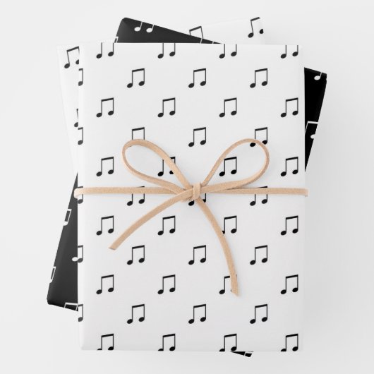 Niedliche Musiknote Schwarz-Weiß-Muster Geschenkpapier Set (Beispiel)