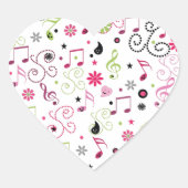 Niedliche Musiknoten Blume Herz-Aufkleber (Vorderseite)