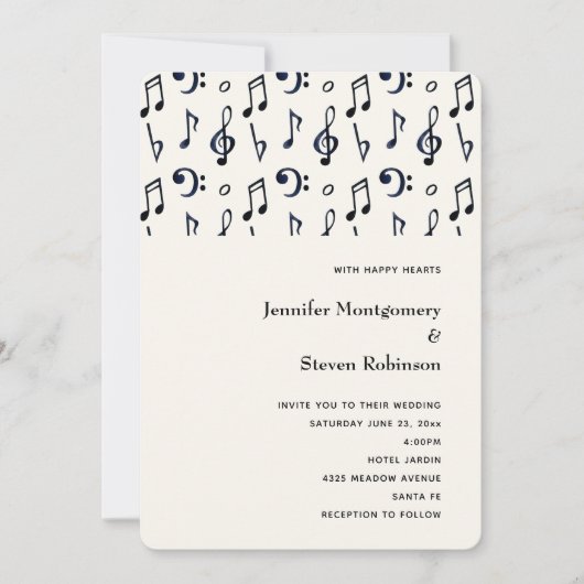 Niedliche Musikstiftschrift Einladung (Vorderseite)