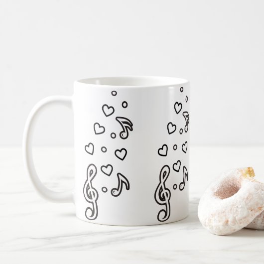 Niedliche Musiksymbole Musikalische Noten Treble C Kaffeetasse (Mit Donut)