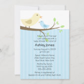 Niedliche Mutter Bird u. Baby-Jungen-Baby-Dusche Einladung (Vorderseite)