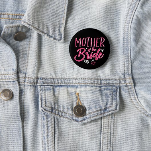 Niedliche Mutter der Bride Pink Kalligraphie-Schri Button (Beispiel)