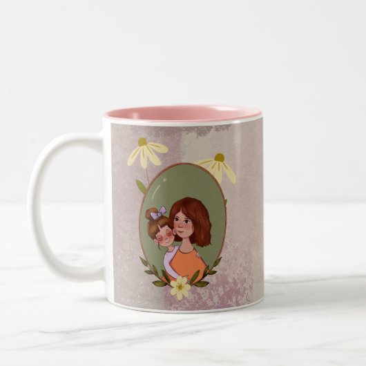 Niedliche Mutter-Kind-Illustration Tasse der Mutte (Links)