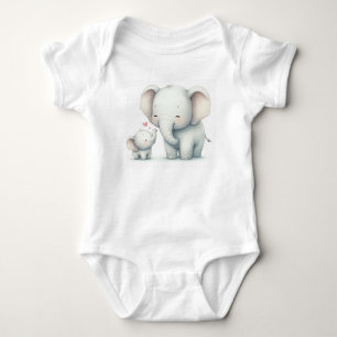 Niedliche Mutter und Baby Elephant Watercolor Strampler