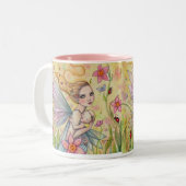 Niedliche Mutter und Baby Fairy Whimsical Fantasy Zweifarbige Tasse (Vorderseite Links)
