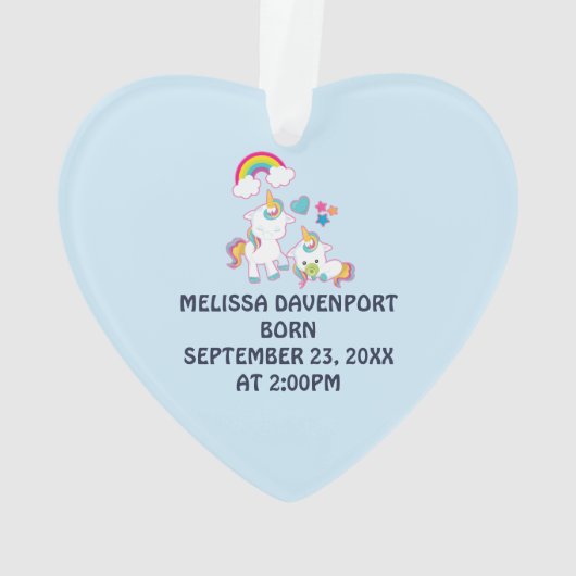 Niedliche Mutter und Baby Unicorns Magisches Thema Ornament (Rückseite)