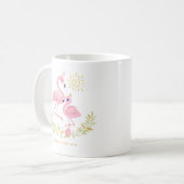 Niedliche Mutter und Tochter Flamingo Glitzer Flor Kaffeetasse (Vorderseite Links)