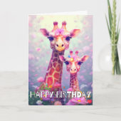 Niedliche Mutter und Tochter Giraffe | Happy Birth Karte (Vorderseite)