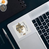 Niedliche Mutterkatze und Kätzchen auf dem Aufkleb Quadratischer Aufkleber