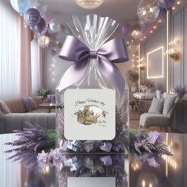 Niedliche Mutterkatze und Kätzchen auf dem Aufkleb Quadratischer Aufkleber