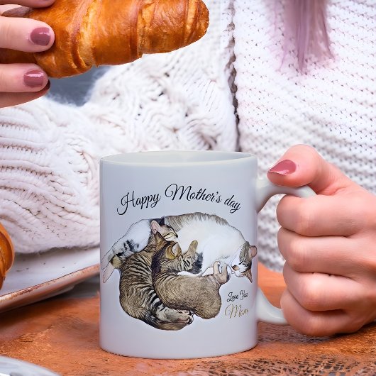 Niedliche Mutterkatze und Kätzchen, benutzerdefini Kaffeetasse