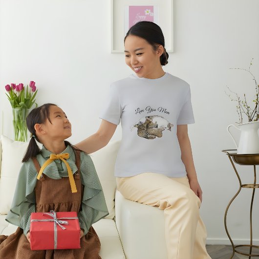 Niedliche Mutterkatze und Kätzchen T - Shirt