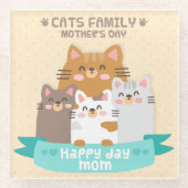Niedliche Muttertagskatzen Glasuntersetzer (Vorderseite)