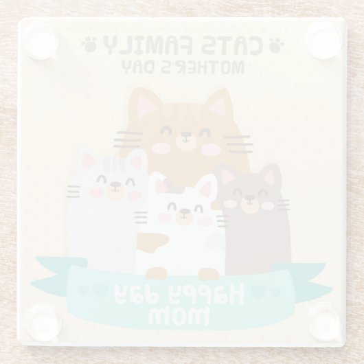 Niedliche Muttertagskatzen Glasuntersetzer (Rückseite)