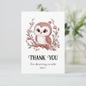 Niedliche Mystical Owl Babydusche Dankeskarte (Stehend Vorderseite)