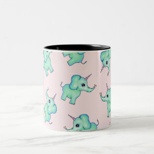 Niedliche mythische Girly Unicorn-Elefanten und Zweifarbige Tasse