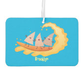 Niedliche nachos-Maischips beim Surfen Cartoon Autolufterfrischer (Rückseite)