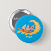 Niedliche nachos-Maischips beim Surfen Cartoon Button (Vorne & Hinten)