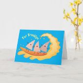 Niedliche nachos-Maischips beim Surfen Cartoon Karte (Gelbe Blume)