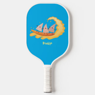 Niedliche nachos-Maischips beim Surfen Cartoon Pickleball Schläger