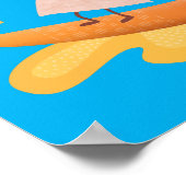 Niedliche nachos-Maischips beim Surfen Cartoon Poster (Ecke)