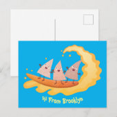 Niedliche nachos-Maischips beim Surfen Cartoon Postkarte (Vorne/Hinten)
