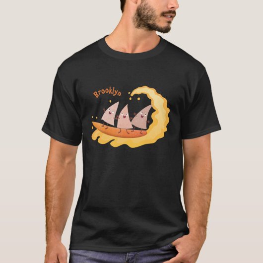 Niedliche nachos-Maischips beim Surfen Cartoon T-Shirt (Vorderseite)