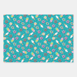 Niedliche Nachspeisen Geschenkpapier Set