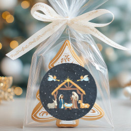 Niedliche Nacht, als Christus Geboren war Runder Aufkleber