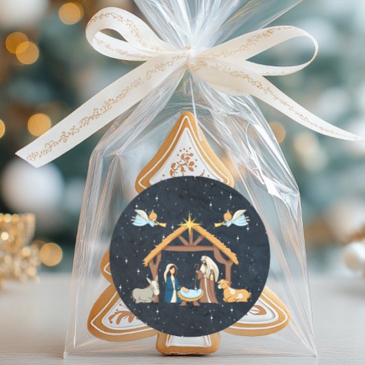 Niedliche Nacht, als Christus Geboren war Runder Aufkleber