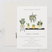 Niedliche Nadelspitze Sukkulente Pflanze Verlobung Einladung (Vorne/Hinten)