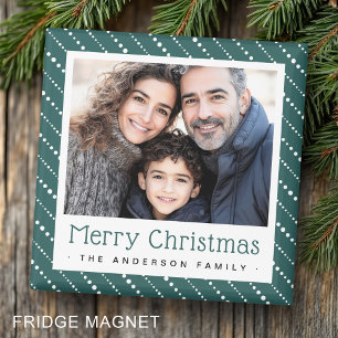 Niedliche Nadelstreifen fröhliches Kieferngrün Fot Magnet