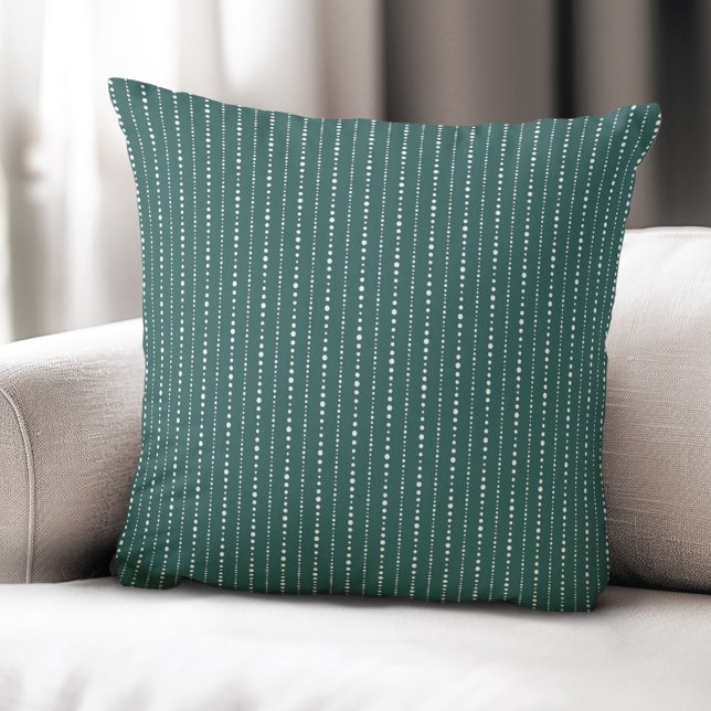 Niedliche Nadelstreifen Kissen (Cute dot stripes white pine green throw pillow)