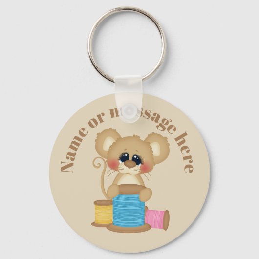 Niedliche nähende Maus hinzufügen Name oder Schlüs Schlüsselanhänger (Vorderseite)