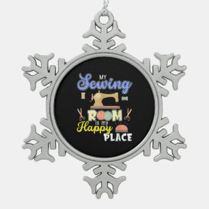 Niedliche Nähgeschenke für Quilter Schneeflocken Zinn-Ornament